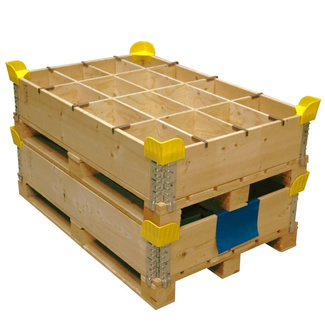 Imagen de Esquinero plástico amarillo para collares palets de madera