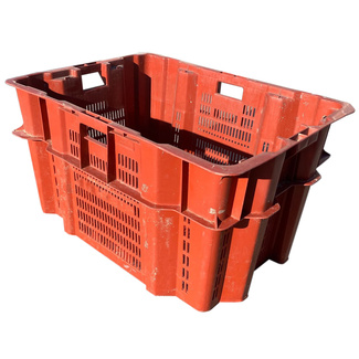 Imagen de Alquiler de Caja de Plástico Roja Usada Paredes Rejilladas 60 x 80 x 44 cm 