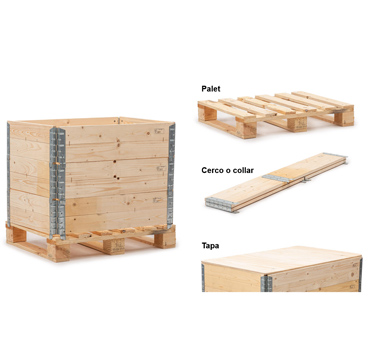 ¿Qué partes componen una caja collar palet?